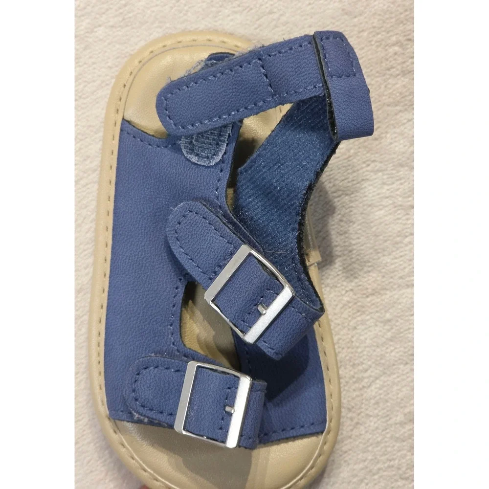 Carters Baby Boy Blue Faux Leather Buckle Sandals Size 9-12 Months Summer Shoes